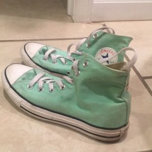Sea foam green high-top converse